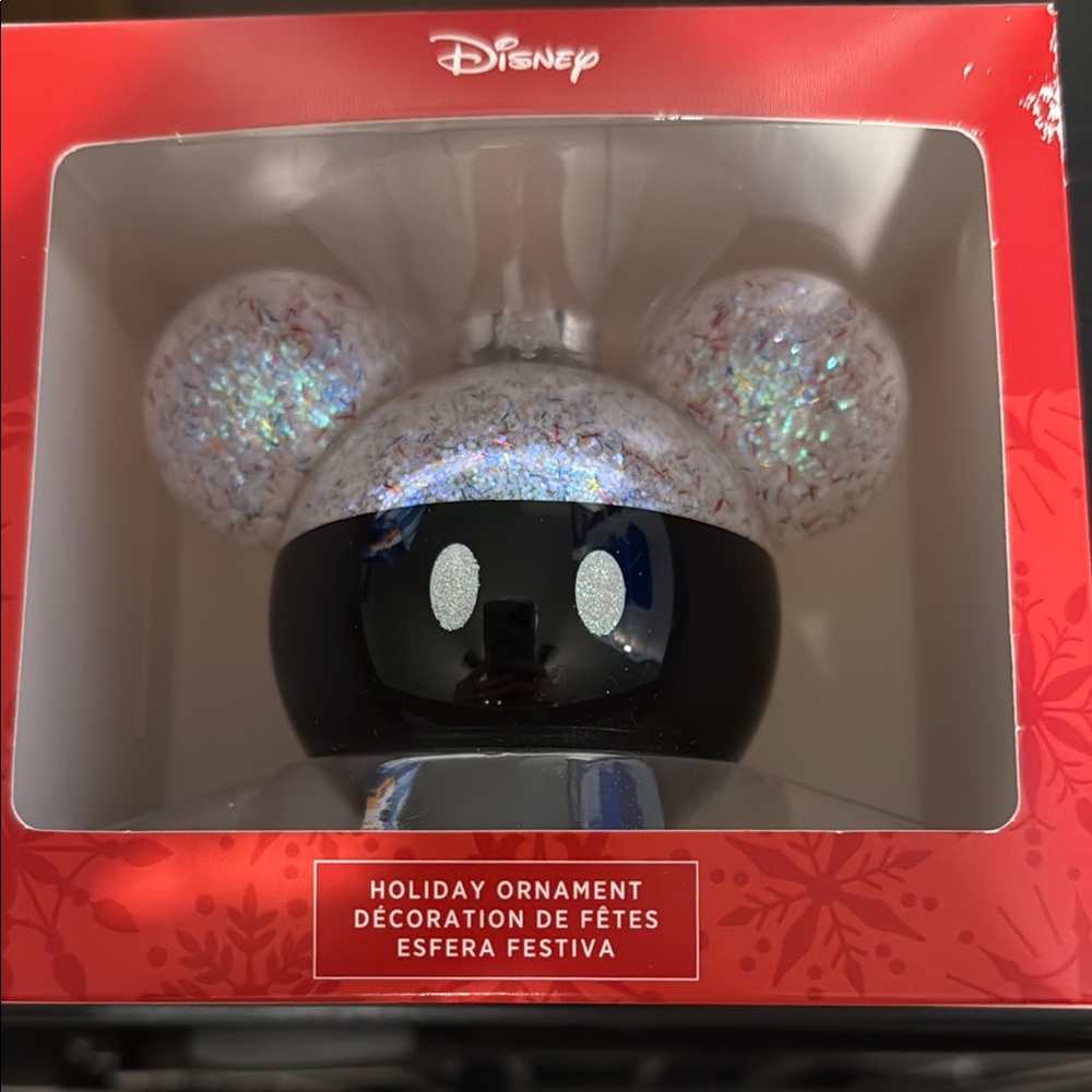 Disney (Mickey) Black and Glittering White Ornament